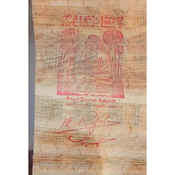 Egyptian Papyrus Painting Handmade Framed Wall Art Hieroglyph Queen Ahmose Nefer - Picture 4 of 5